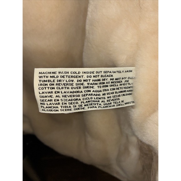 Vintage St. John's Bay Washable Tan Leather Suede & Faux Shearling Fur Coat- Lar - Picture 15 of 16